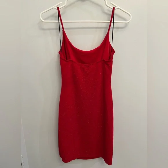 Windsor Shine Through Red Glitter Mini Dress Size Large Sparkly Short Dress L - Picture 5 of 9